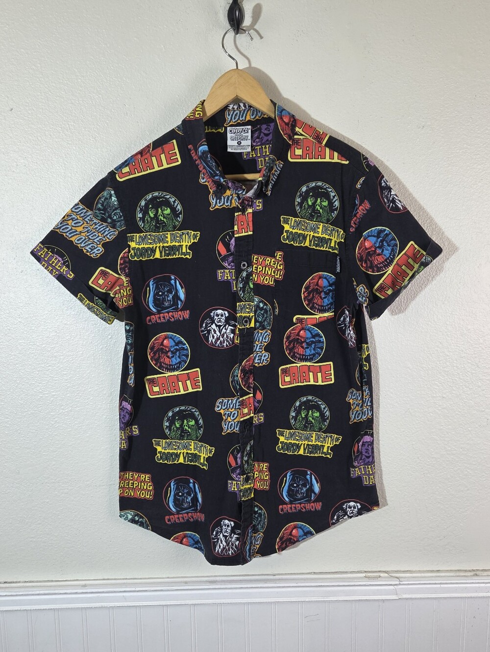 Creepy Co Creepshow Button Up Shirt Mens Medium Horror Movie Short Sleeve Black